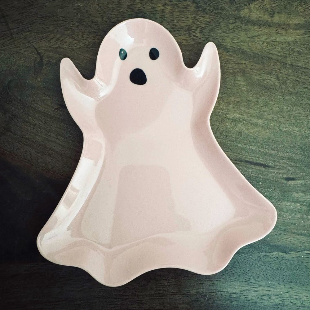 Pink Ghost Shaped Decor Trinket Tray Melamine Plate